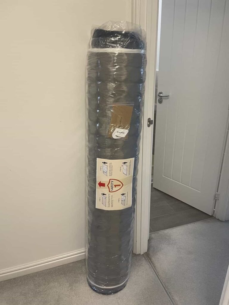 view of our own purchase testing inofia budget double mattress uk unboxing package arrival several weeks to months
